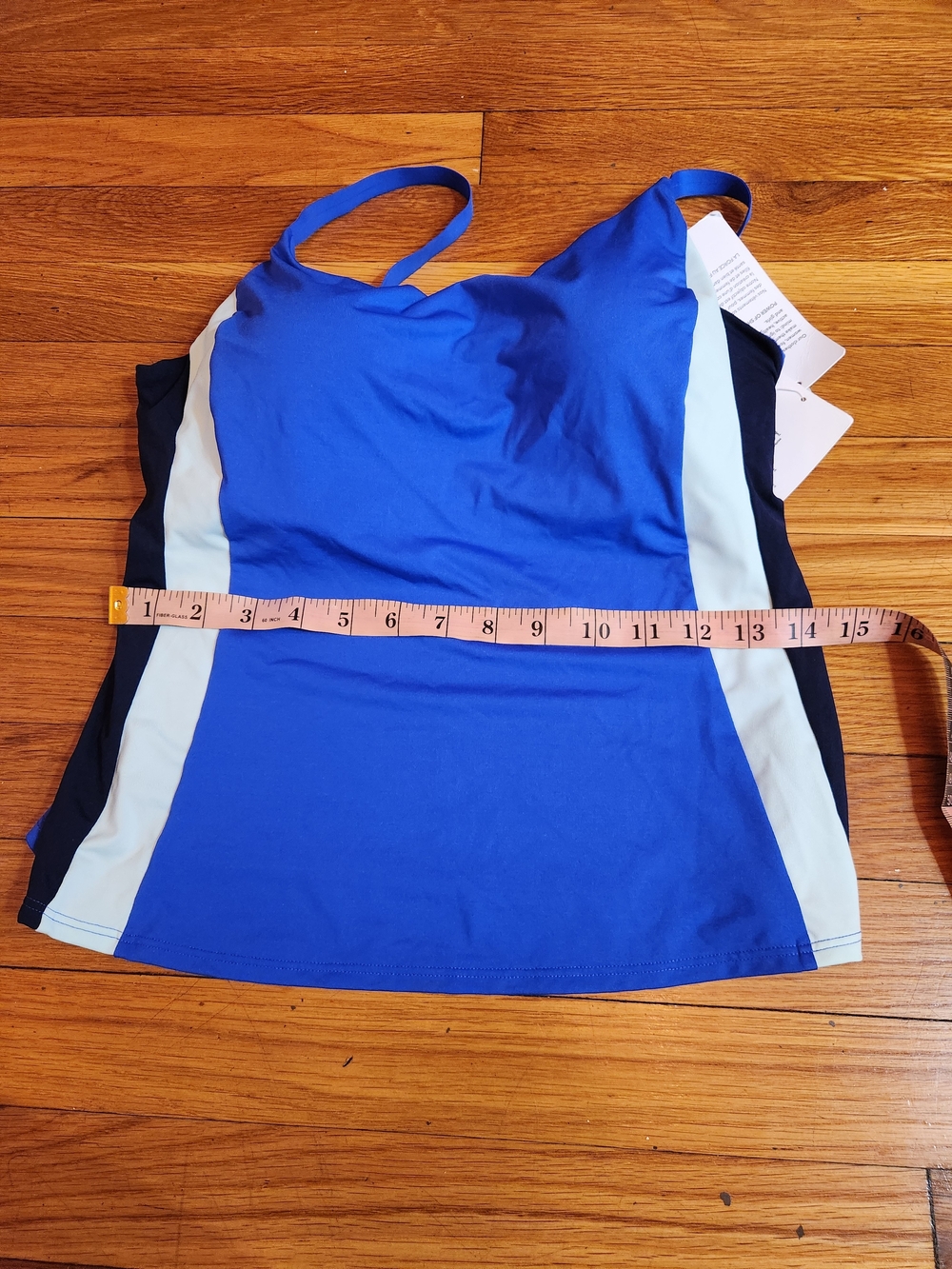 Athleta Blue & Cream Colorblock Tank Top NWT Size 36B/C - Picture 4 of 16